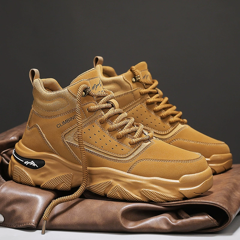 Большие желтые сапоги мужские осенние и зимние новые модные сапоги Мартин кожа дышащая