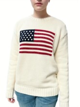 F 29525 American Flag Embroidered Sweater ������ë��