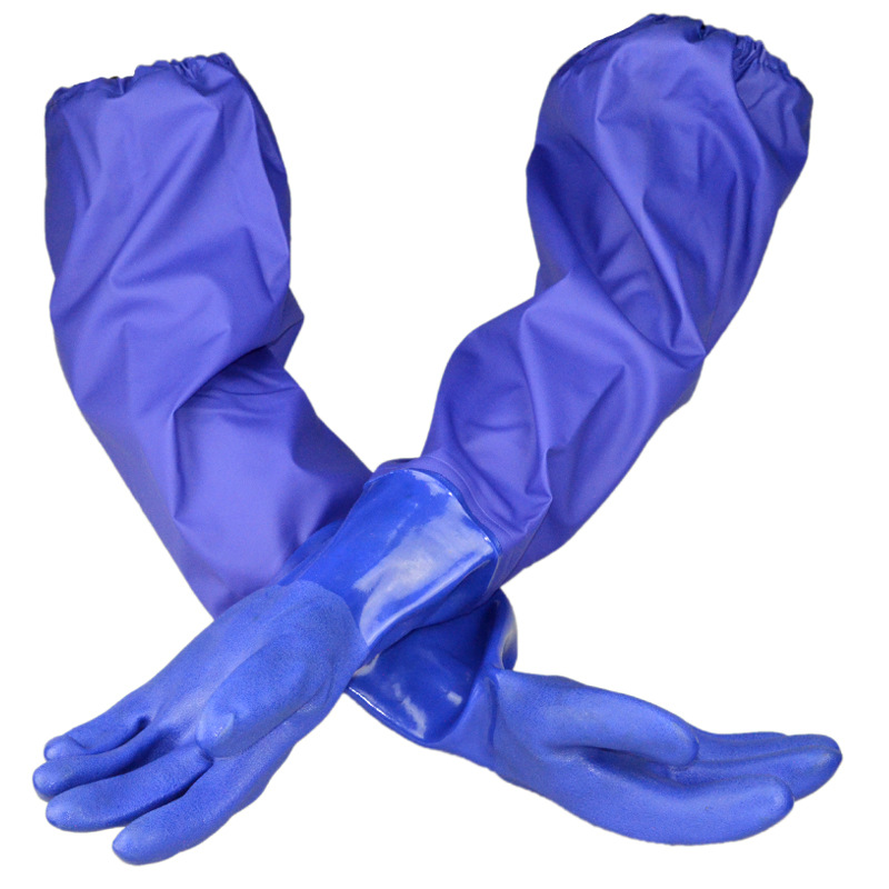 赛立特P38066加长款PVC浸塑防化手套耐酸碱防油脂防腐蚀渔业水产