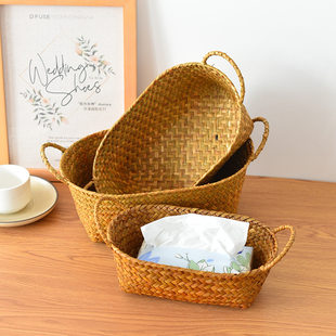 Straw handheld storage system, table storage basket, DIY