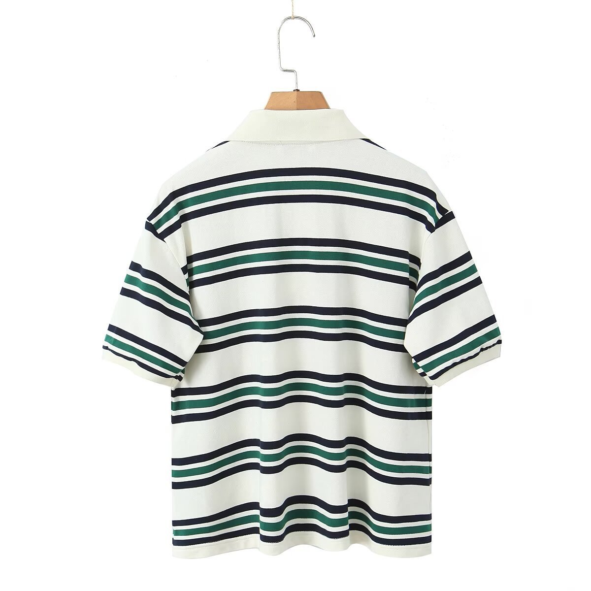 Damen T-shirt Mit Streifen Und Low Waist Shorts Set_voghion.com