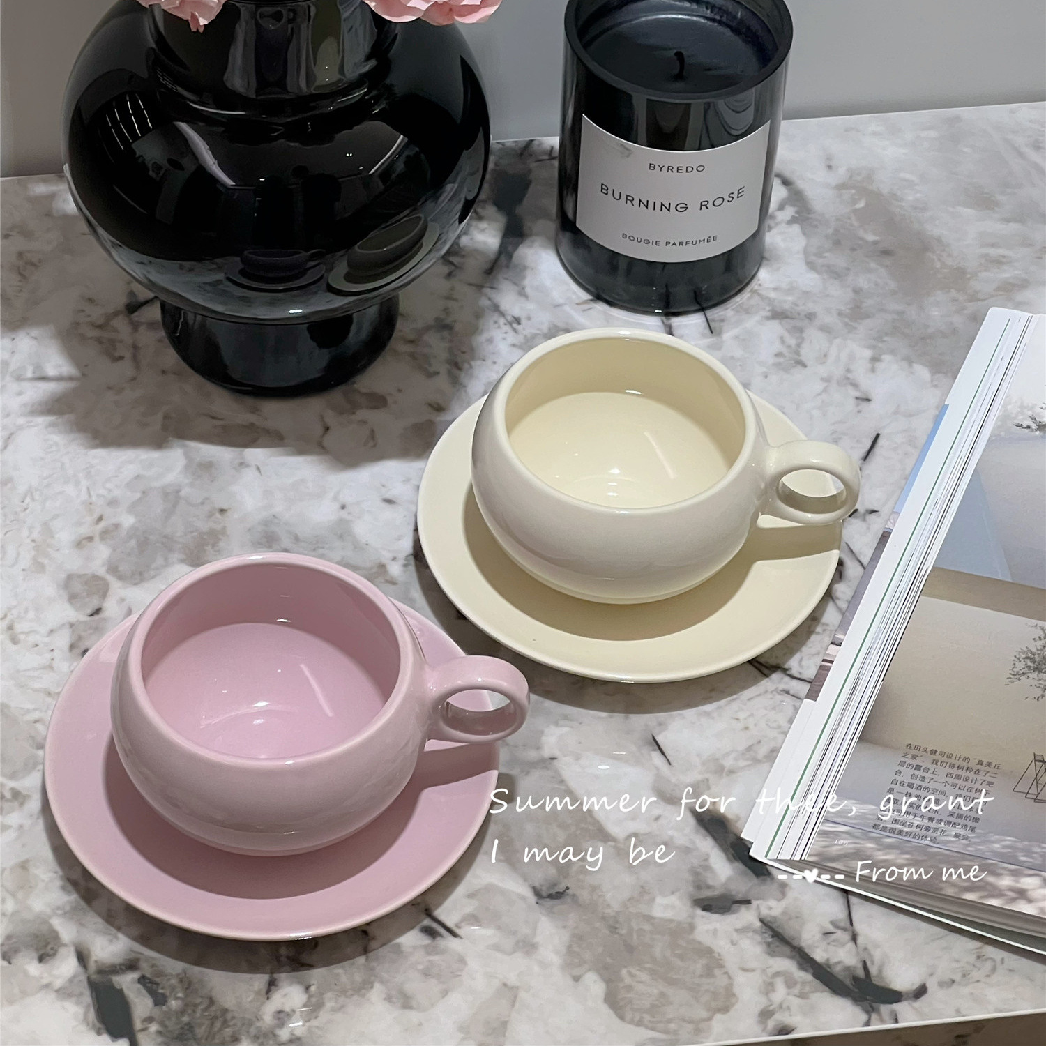 Taza de huevo nórdica simple de color sólido, taza de café, platos de latte, platos de té de la tarde, taza de té negro, regalo de mano