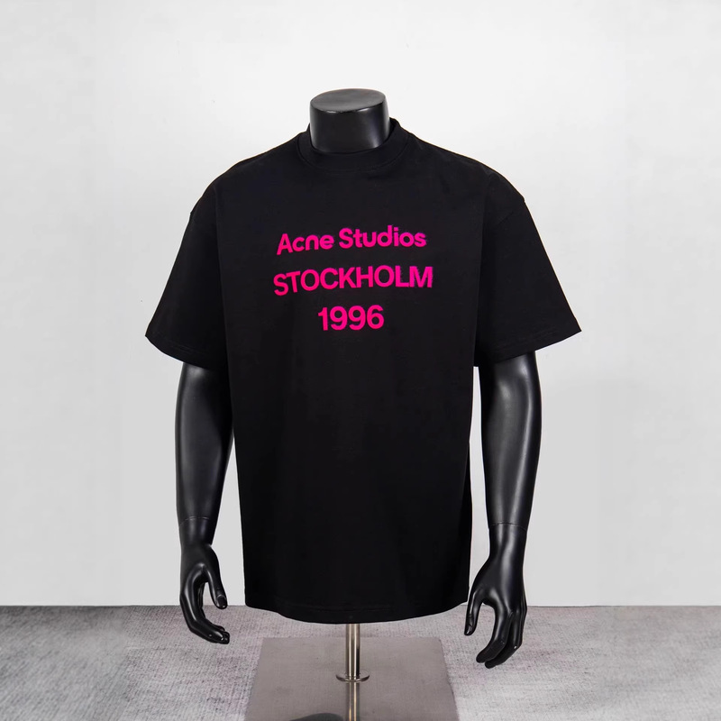 Trendy Ac-Style Simple Letter Flocking 3D Print Loose-Fitting Unisex Short-Sleeve T-Shirt