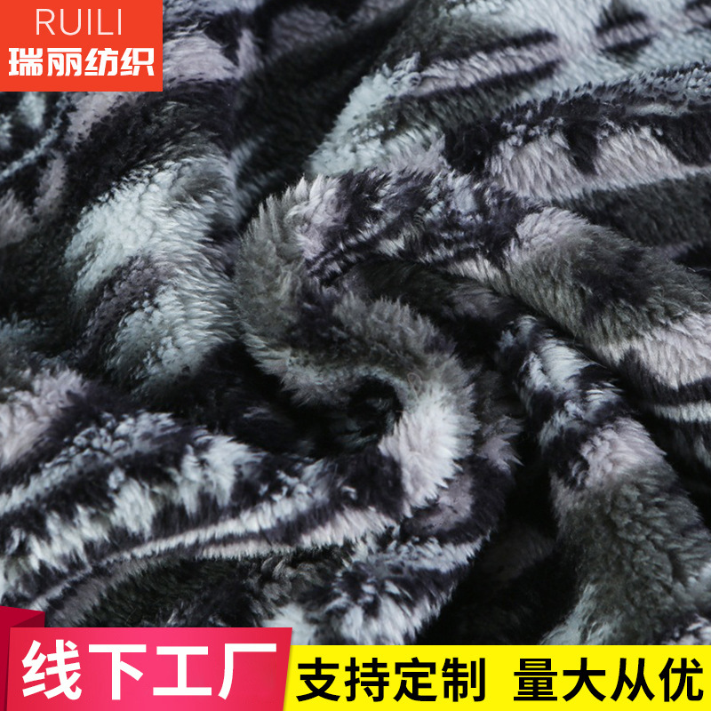 瑞丽舒棉绒供应民族风黑白印花舒棉绒家居服休闲服抱枕面料舒棉绒