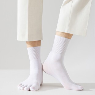 Spring and summer men's thin five-finger socks velvet solid color all-match sweat-absorbent breathable mid-calf socks wholesale