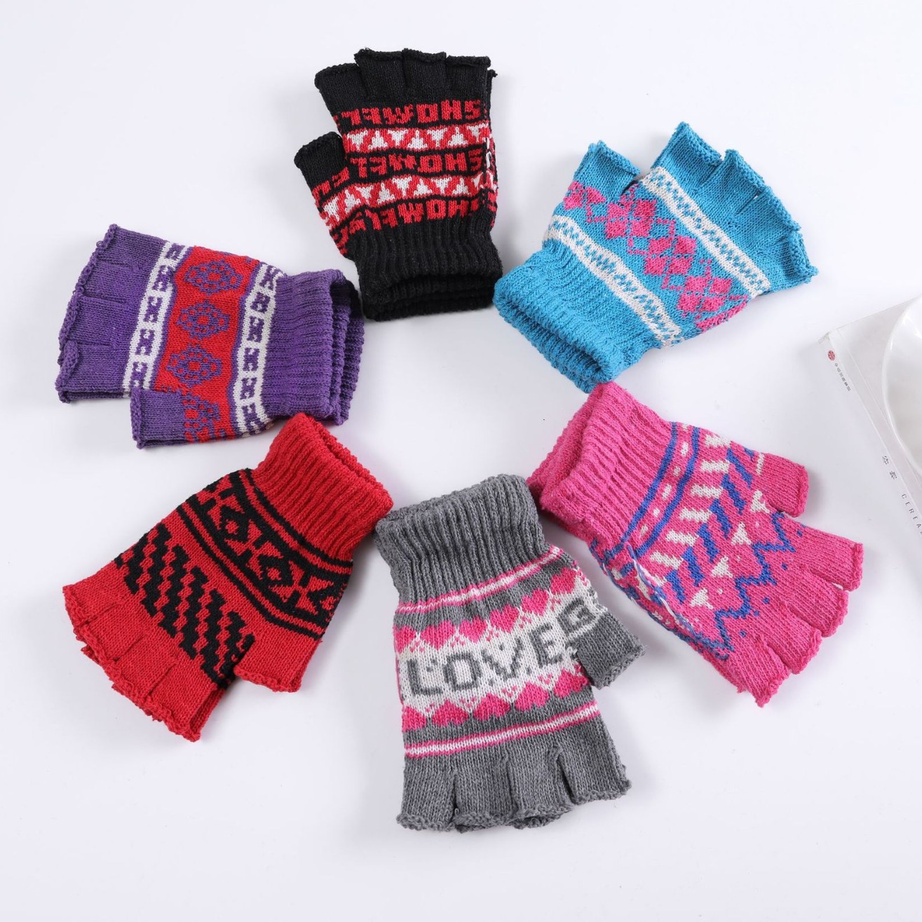 Guantes de liquidación de los hombres de otoño e invierno a prueba de frío guantes cálidos engrosados adultos versátil guantes de punto de lana de dedo completo