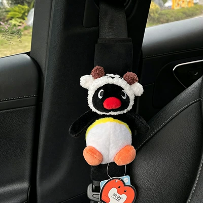 Authentic Pingu Little Penguin Car Seatbelt Shoulder Pad Anti-Neck Strangling Creative Christmas Gift New Car Gift (Seat belt shoulder pad) - white-lamb-hat-cute-penguin-black-velvet-shoulder-pads-hand-sewn