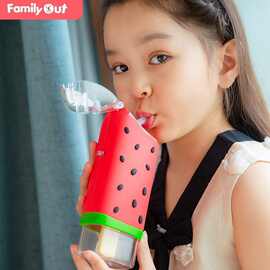 雪糕水壶儿童水杯宝宝喝水杯子潮流小学生儿童吸管杯西瓜水壶