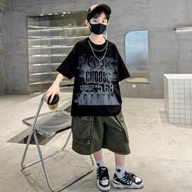 男童短袖T恤上衣夏装洋气纯棉儿童半袖帅气男孩2025童装大童体恤