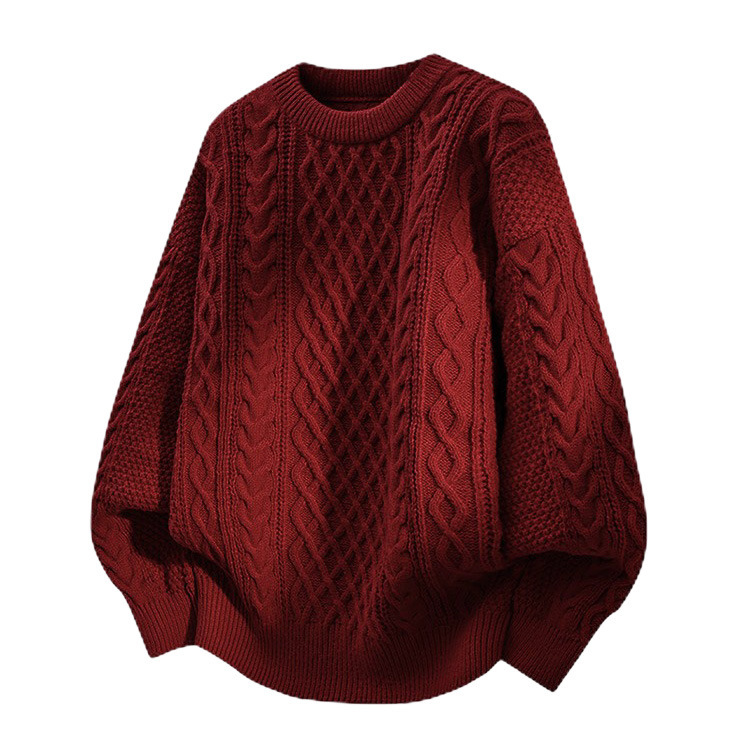 Unisex Oversized Knit Sweater – High-Collar & Round-Neck Fleece-Lined Pullover For Men & Women (S-2XL, 8 Colors, Soft Polyester)_voghion.com