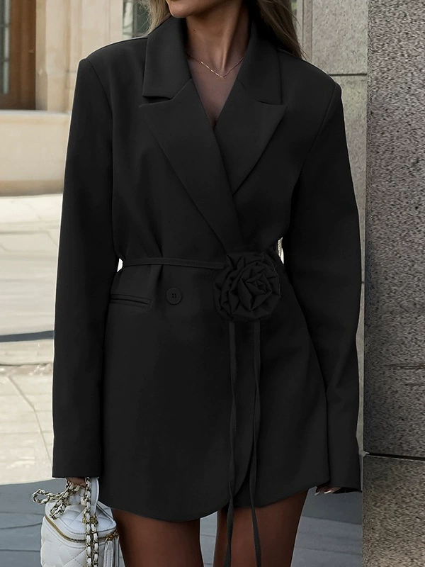 Autumn belt, design brace, long-sleeve, classic suit jacket, simple and elegant design