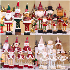 クロスボーダー新しいクリスマス格納式人形装飾品サンタクロース雪だるまヘラジカ長い脚格納式人形装飾品