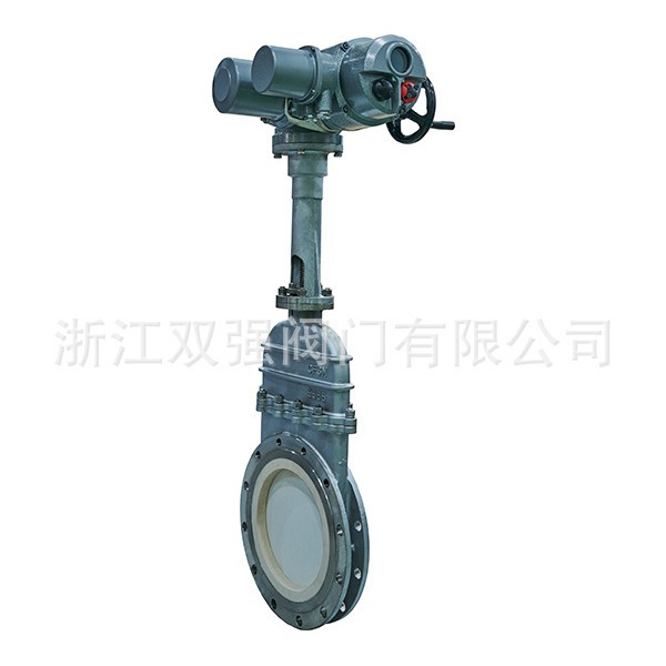 双强PZ973TC-10CDN250全衬陶瓷耐磨刀闸阀矿渣对夹式耐磨电动闸阀