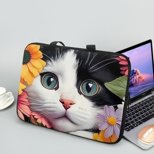 Factory Direct Tablet Clutch Bag Cute Cat Print Business Briefcase Armpit Bag Can Be Shipped Cross-border