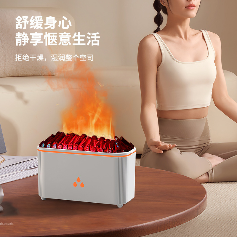 跨境新款复古壁炉火焰加湿器3D仿真壁炉火焰香薰机家用桌面香薰机|undefined