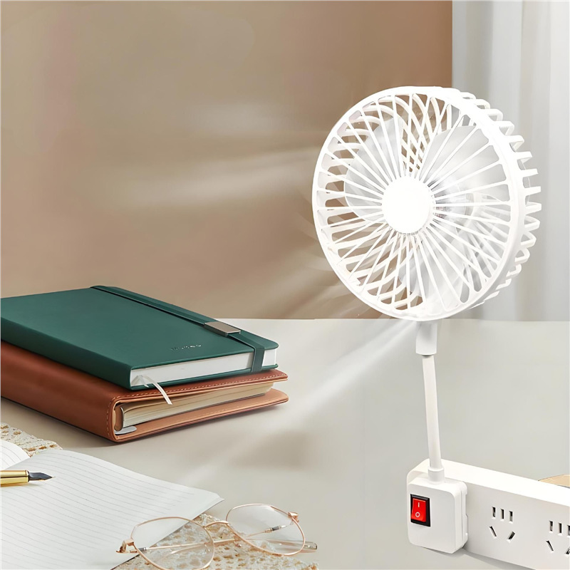 Home Kitchen with Protective Cover, Enlarged Three-Plug Integrated Socket, Office Silent Small and Convenient USB Fan