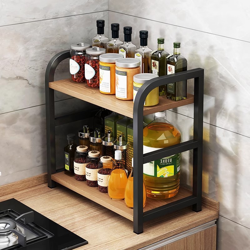 Estante de cocina estante de condimento estante de almacenamiento de condimento de mesa doméstico estante de almacenamiento de condimento estante de almacenamiento multifuncional de sal y aceite estante de almacenamiento