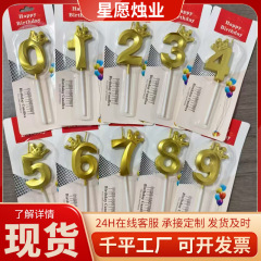 新款跨境皇冠数字蜡烛亚马逊年龄生日蜡烛王冠彩色派对装饰品