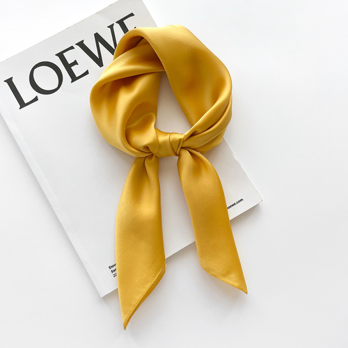  new Korean version solid color 70X70 small square scarf women's mulberry silk gift scarf silk scarf decorative scarf shawl