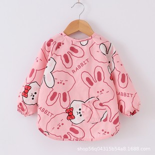Pure Cotton Baby's Overalls Autumn and Winter Long-Sleeved Waterproof Children's Anti-Dressing Clothes for Boys and Girls Eating Clothes Baby's Apron Bib