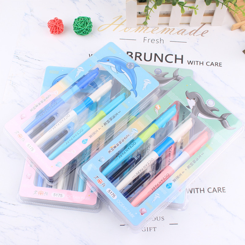 Creative Dolphin Posture Change Gel Pen Student Pen Set Cute Student Prize Small Gift Wholesale Gel Pen