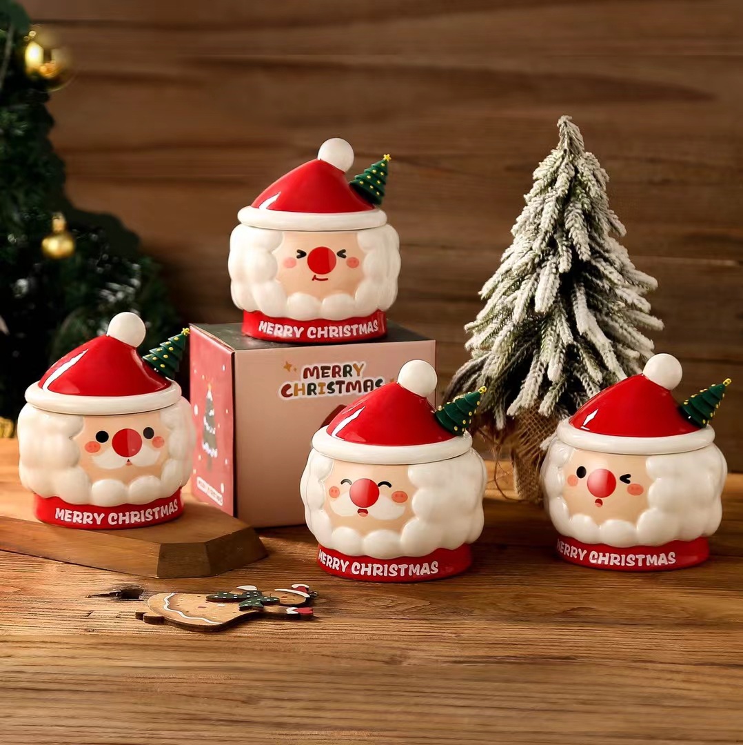 Personalidad creativa taza de Santa Claus forma tridimensional taza de beber lindo con regalo de la mano taza de café de alta apariencia