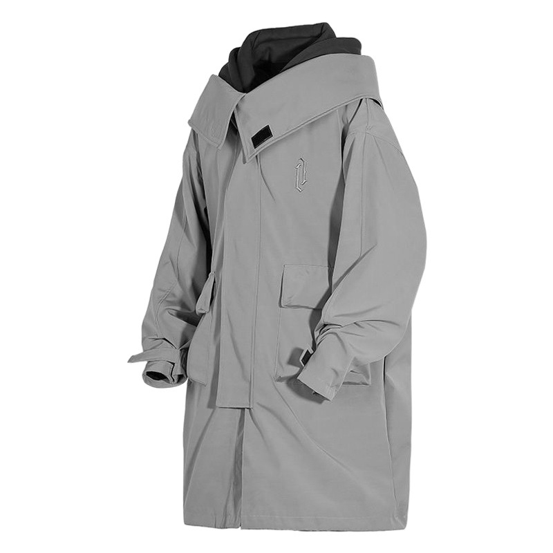 Jiye industria pesada Otoño e Invierno falso de dos piezas ropa de trabajo funcional viento costura rompevientos hombres y mujeres casual de media longitud abrigo Abrigo acolchado de algodón