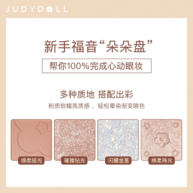 Палетка теней для век Judydoll, 4 цвета молочный чай землистые оттенки, матовый и шиммер компакт
