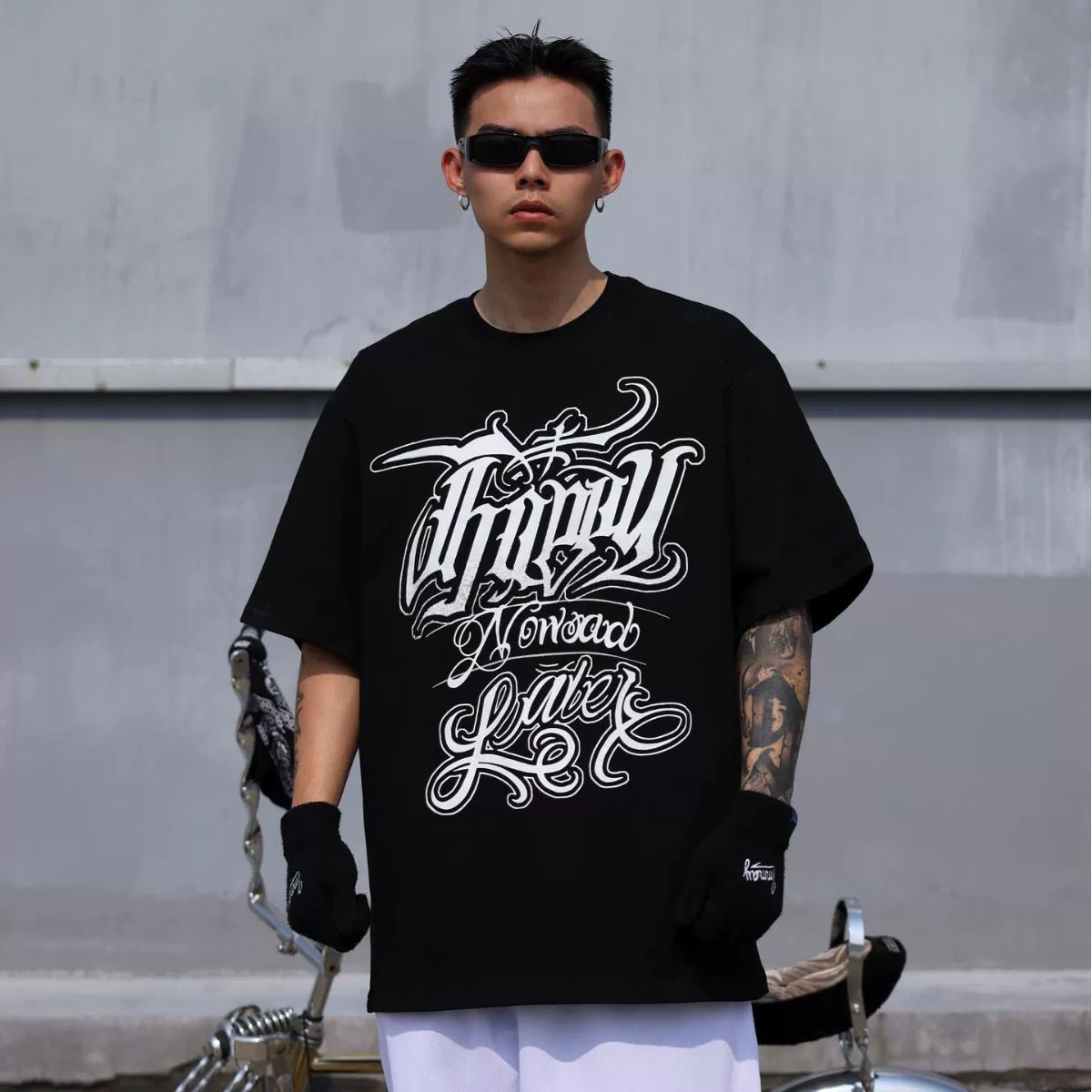 Американский стиль западное побережье Chicano стиль ТАТУ большой цветочный принт свободный короткий рукав