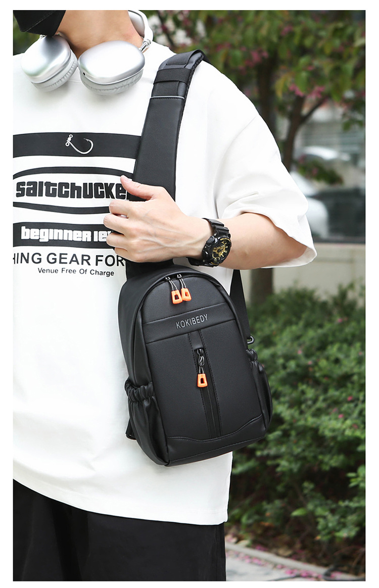 Business bag, multi-functional men's bag, trendy brand men's chest bag, water-resistant crossbody bag, casual single-shoulder backpack, fashionable cross-border undefined