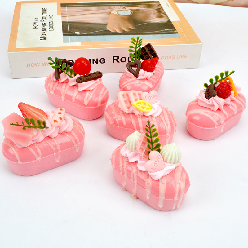食品冷蔵庫マグネット PU クリームストロベリーケーキマグネット付きケーキルームデザートショップ装飾品冷蔵庫マグネット模擬食品|undefined