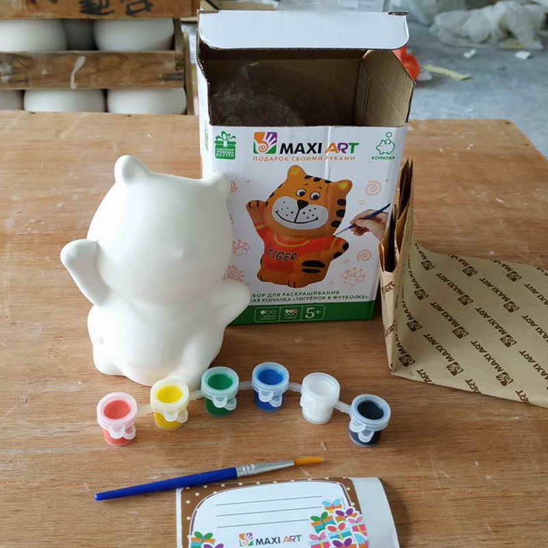 Niños DIY pintado a mano color blanco acuarela creativa mini unicornio depósito de dinero graffiti blanco pintura de patrón