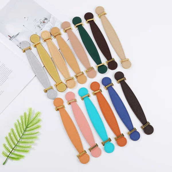 Modern minimalist PU leather handle for Mid-Autumn Festival gift boxes, double-sided leather handbag accessory handle