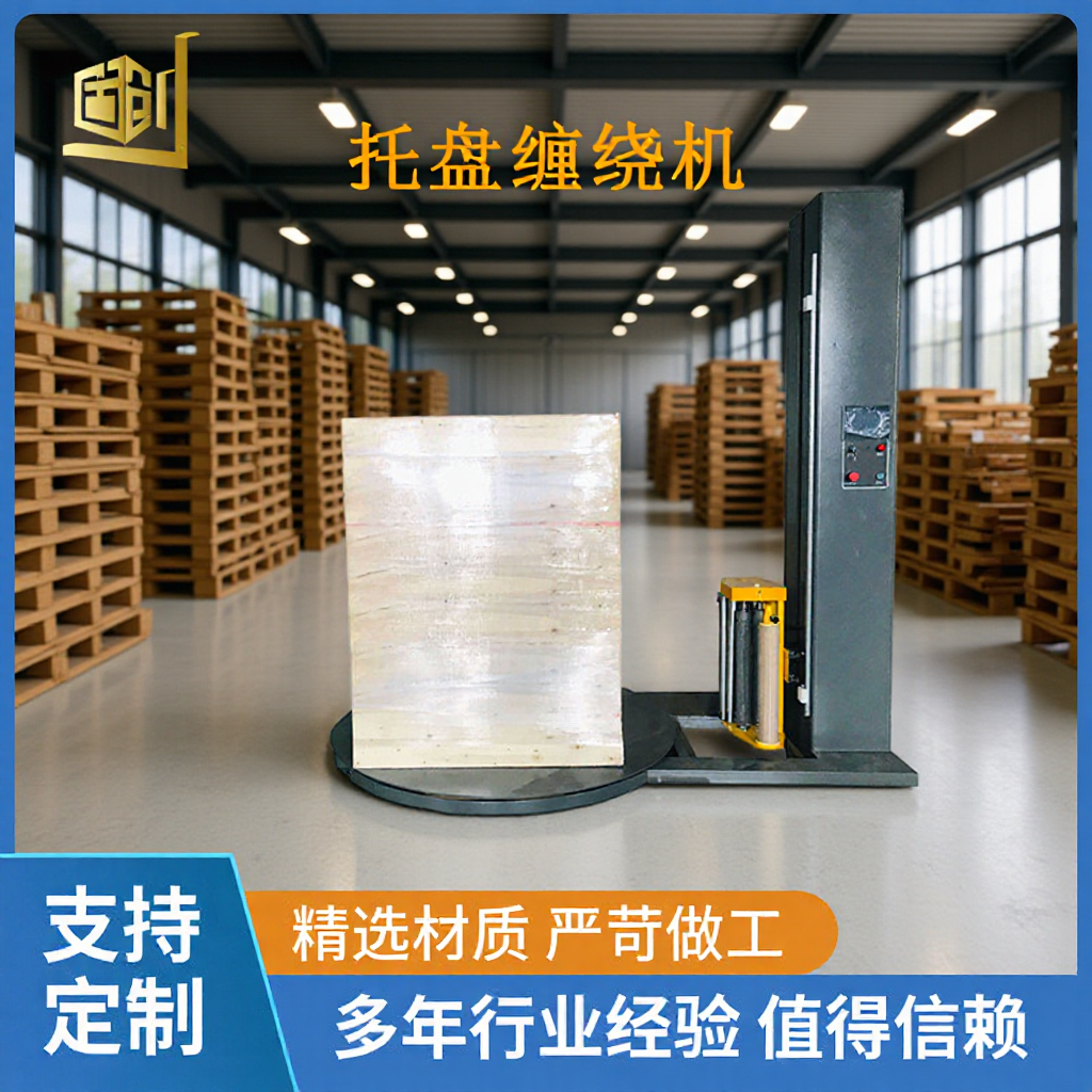 托盘缠绕机 立式自动转盘裹膜机 预拉伸缠绕膜包装机自动缠膜机