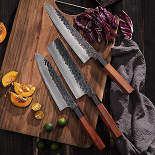 Cross-Border Hot-Selling Forged Chef's Knife 9Cr18Mov Composite Steel Japanese Kitchen Knife Octagonal Handle Santoku Sashimi Knife