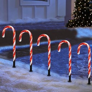 Outdoor Solar Floor Light Christmas Candy Cane Light Garden Lawn Light One Drag Five Courtyard Landscape Decorative Light