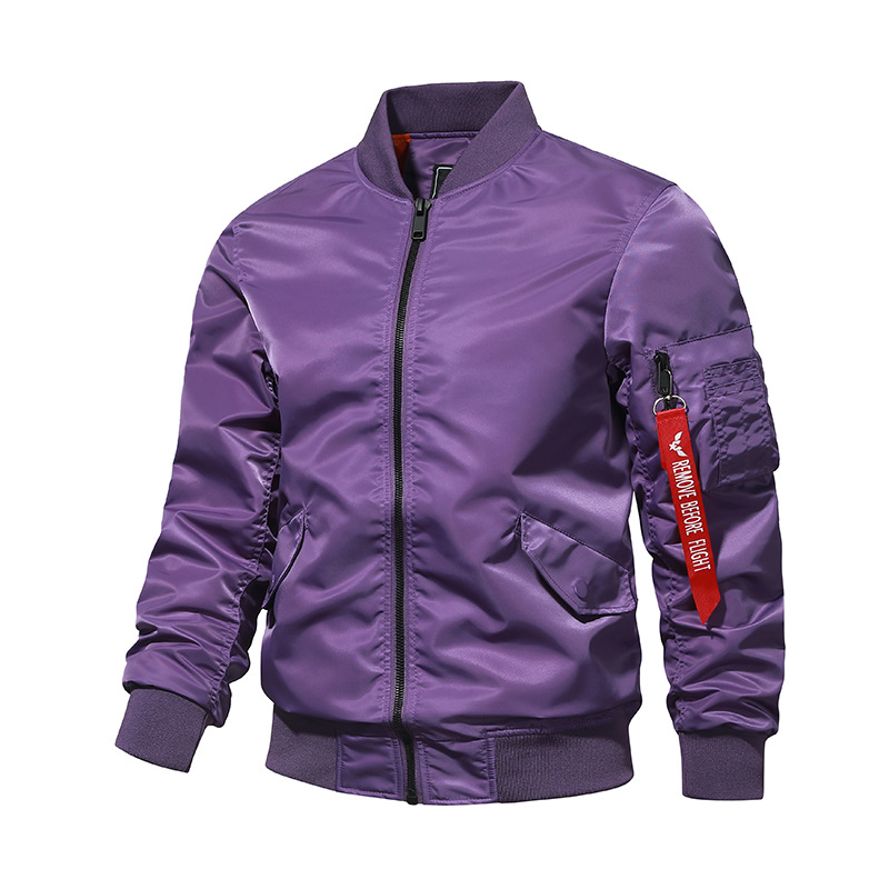 Chaqueta de vuelo transfronteriza hombres [Algodón/delgada] Primavera y otoño MA1 Fuerza Aérea chaqueta de béisbol uniforme color sólido chaqueta japonesa hombres
