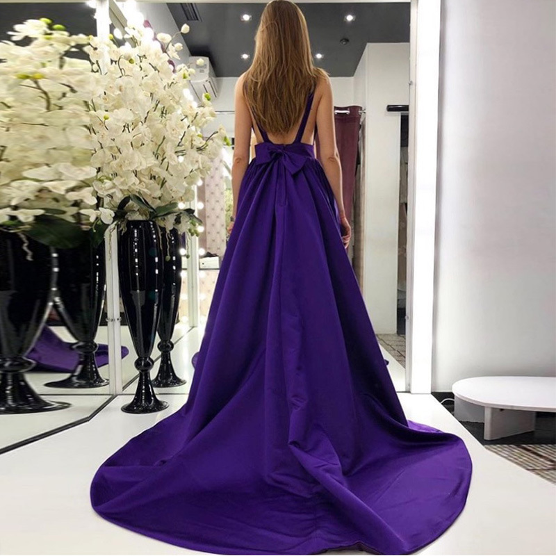 El Comercio exterior europeo y americano Amazon AliExpress deseo vestido de noche de las mujeres sexy backless satén simple vestido largo image 1