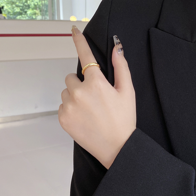 Retro Geometric Sterling Silver Plating Open Ring 1 Piece