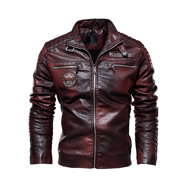 Jacket 2024 New Collection Men's PU Motorcycle Suit Modern Hardman with Velvet Leather Coat Men_voghion.com