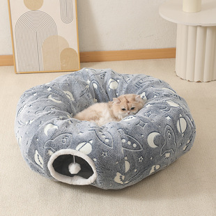Donut Cat Nest Tunnel Multifunctional Cat Nest Foldable Luminous Cat Tunnel Cat Shelter House Pet Nest Cross-Border