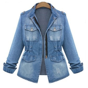 Creative 2024 summer wind temperament women's Denim stand collar slim women's Denim coat manufacturers wholesale women