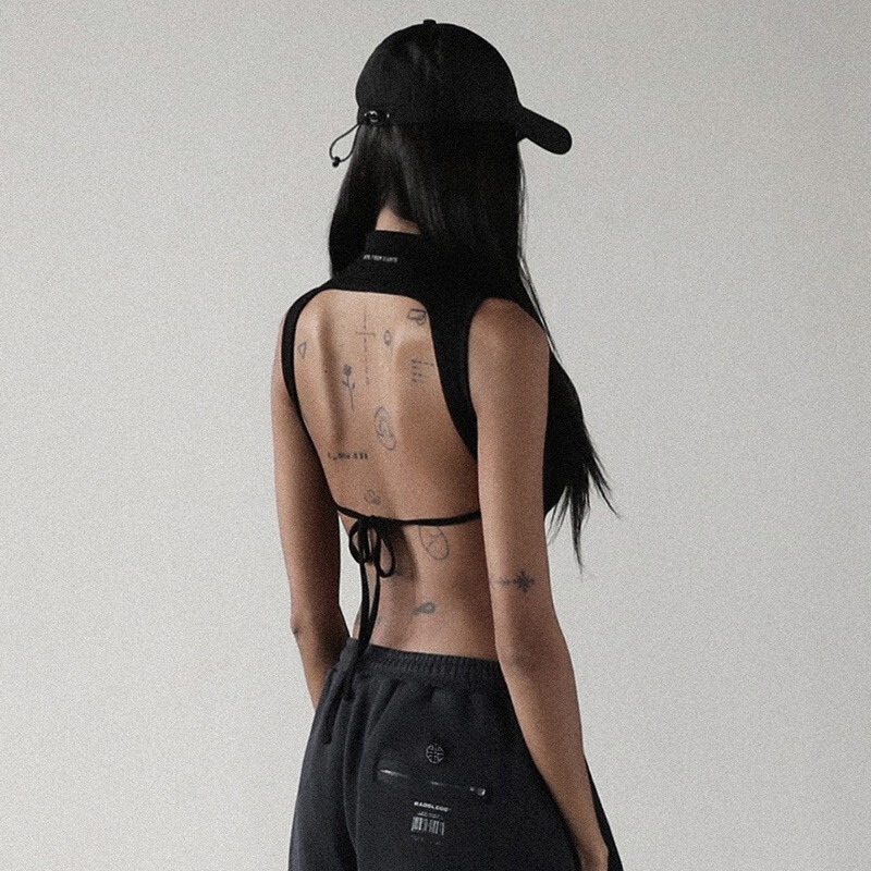 Korean Badblood Bcac American Sexy Half Turtleneck Vest Suspender Feminine Niche Backless Top Trendy
