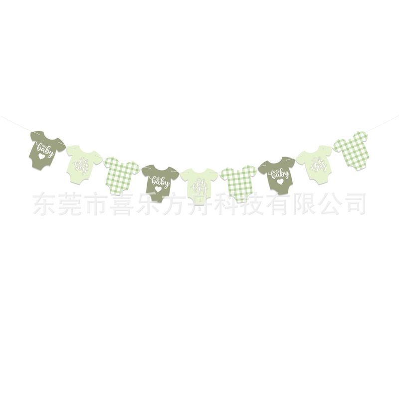9个/条字母格子连体衣横幅蓝绿粉三色婴儿洗浴主题派对布置用品|undefined