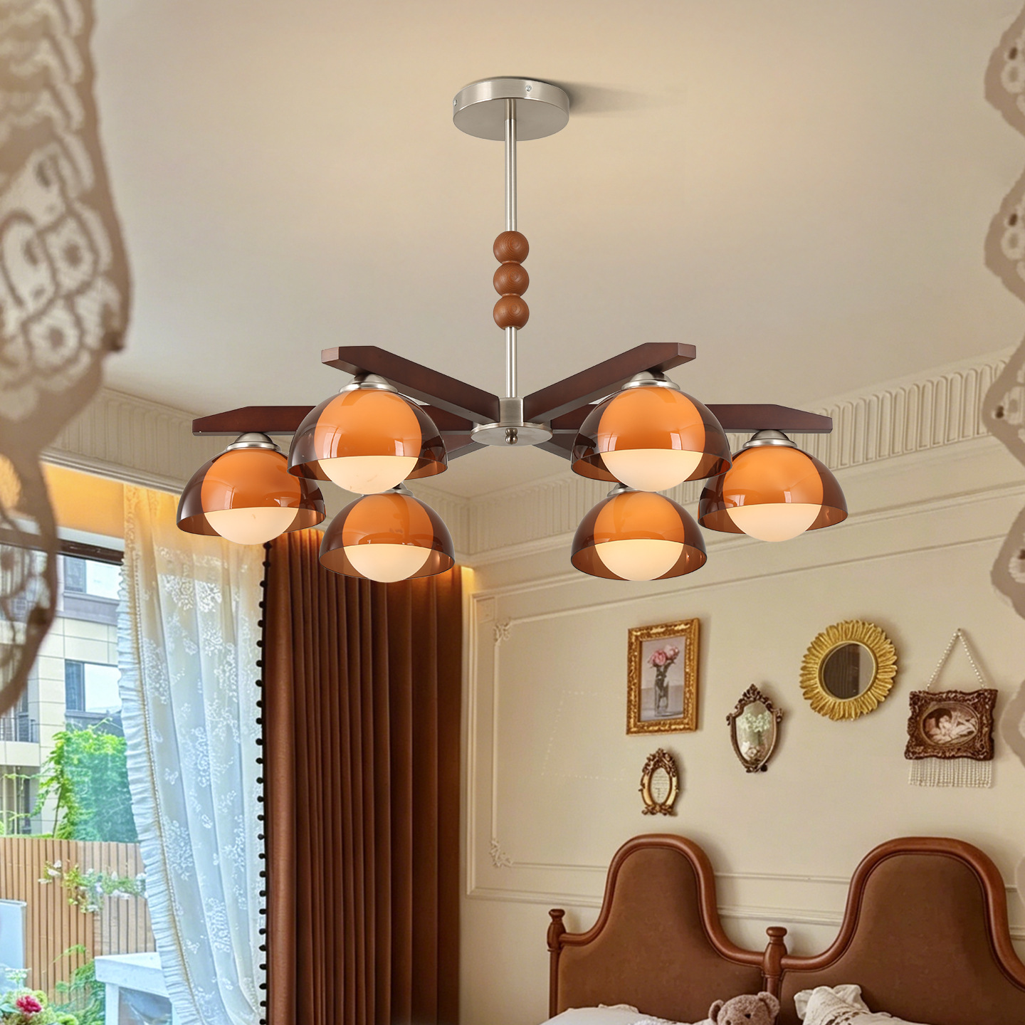 Gran vista jardín lámpara de sala de estar 2026 nuevo estilo medieval lámpara de restaurante retro francesa lámpara de la lámpara principal L138