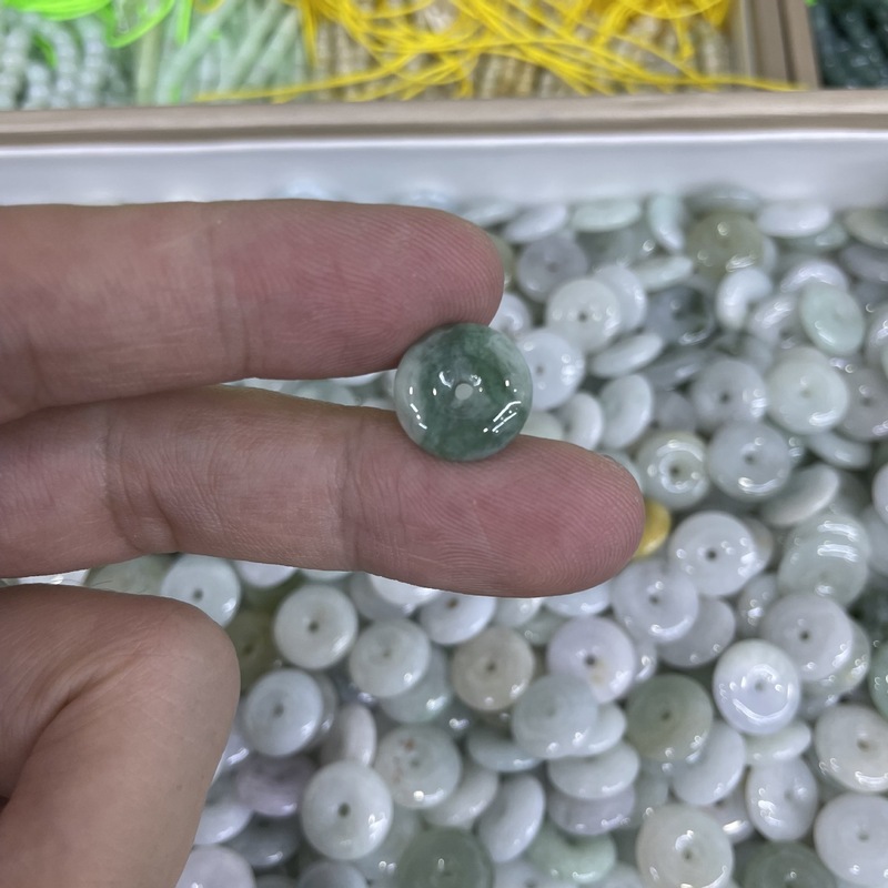 缅甸配饰翡翠A货平安扣隔片散珠子diy手链项链半成品材料配件饰品|undefined