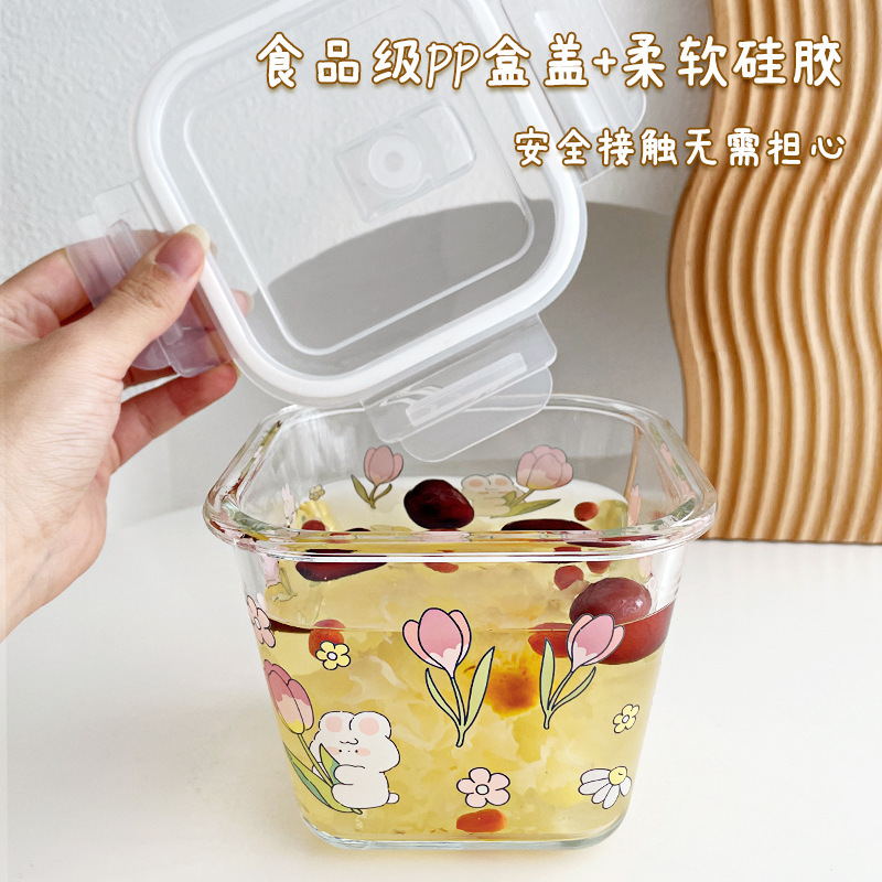高ホウ素シリコンガラスの弁当箱冷蔵庫の食品は新鮮な箱の電子レンジを厚くして加熱します。|undefined