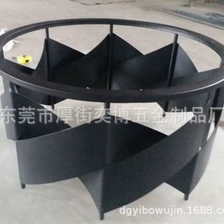 东莞厂家定制铁艺钣金圆形茶几表面烤漆黑沙加玻璃茶几架
