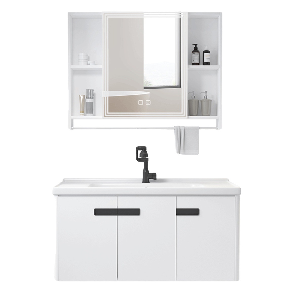 Curva pequeño lavabo de apartamento espacio de nido de abeja lavabo de aluminio gabinete de baño fabricante redondeado mesa de lavado cuenca integrada