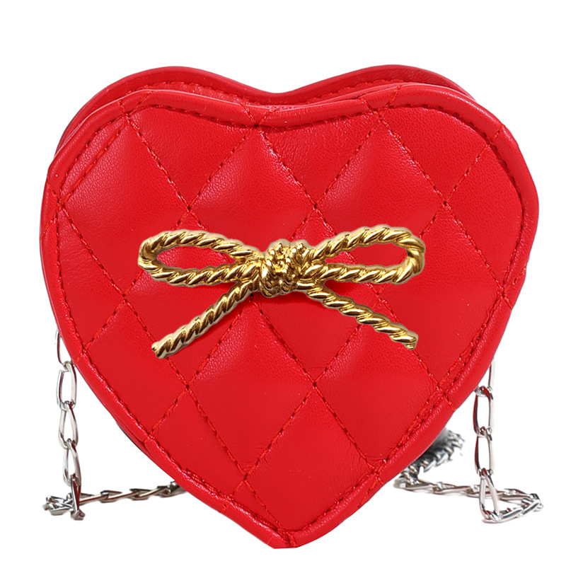 2025 nuevo bolso para niños love bowknot mini bolso de hombro para bebé hilo de bordar rombo bolso de mensajero de cadena para niñas